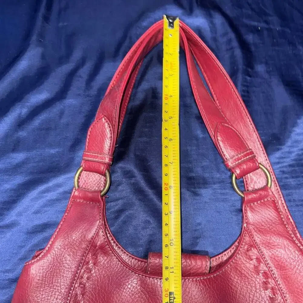 Nine & Company Red Leather Hobo Bag with Woven Detail